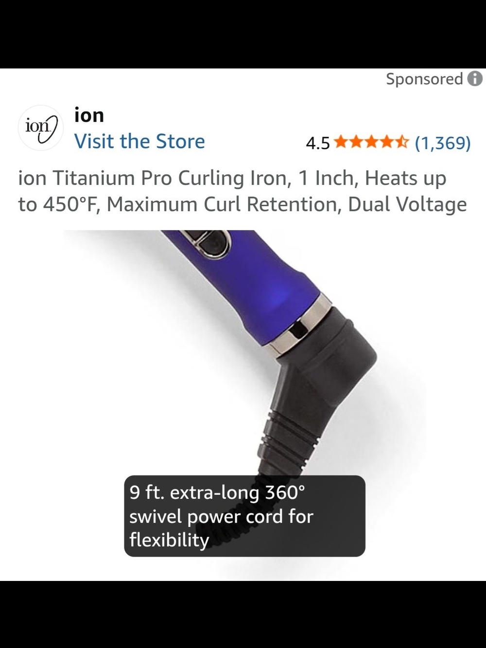 Titanium Pro 1" Curling Iron - Purple